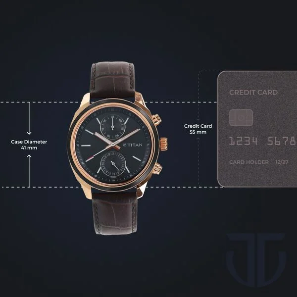 Titan Quartz Multifunction Blue Dial Leather Strap Watch for Men - Image 3