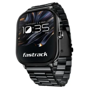 Fastrack Radiant FX2 Luxury Metal Smartwatch with largest 5.1 AMOLED Display with Functional Crown With Black Strap 38140nm01 Unisex Watch