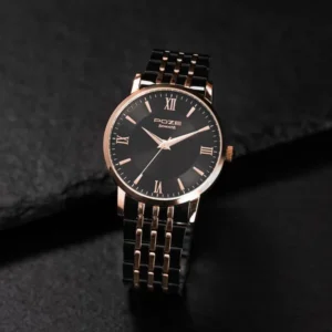 Sonata Poze Quartz Analog Black Dial Metal Strap Watch For Men